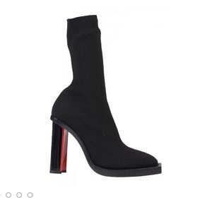Alexander McQueen Black Heeled Sock Boots with Red Accent